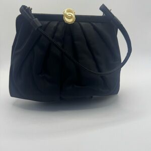 Antique/Vintage Elegant black Silk handbag